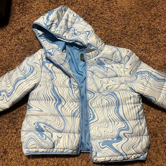 Blue marbled puffer coat from Target - Picture 2 of 2